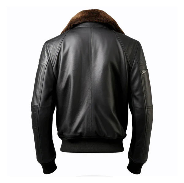 Men's Black Mirage Leather Bomber Jacket