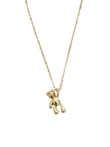 Gold Teddy Bear Charm Necklace Simple Chain 18K Girls Cute Bears Pendant Stuffed Animal Jewelry