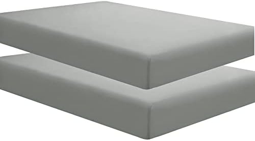 Sfoothome Full Grey Fitted Sheets 2 Pack, Wrinkle Free - Brushed Microfiber Bed Sheet with Deep Pocket