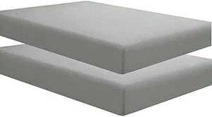 Sfoothome Full Grey Fitted Sheets 2 Pack, Wrinkle Free - Brushed Microfiber Bed Sheet with Deep Pocket