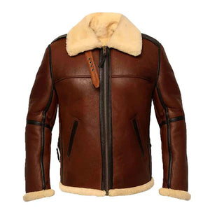 Men's Brown Aviator B3 Bomber Leather Jacket