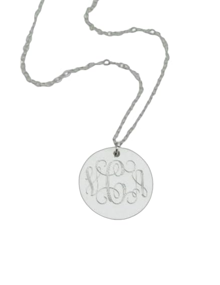The Personal Exchange Monogram Sterling Silver Disc Necklace Personalized Engraved
