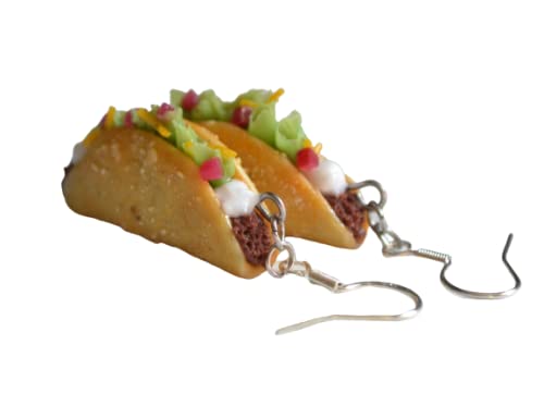 Taco Earrings, Realistic Dangle Earrings Mini Food Jewelry