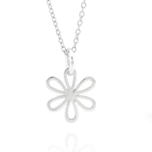 Sterling Silver Tiny Daisy Flower Charm Necklace, 18"