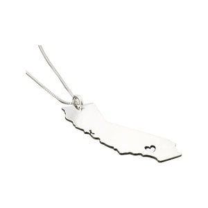 California State Necklace sterling silver Bright Satin Finish Love My state necklace with heart - Italian chain personalized and engrave Best Gift