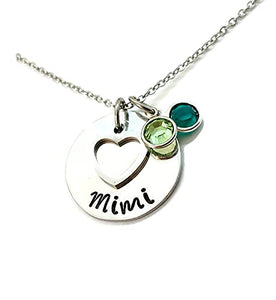 Mimi Necklace, Birthstone Jewelry, Personalized Crystals, Custom Grandma, Grandkids