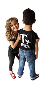 T Birds t-shirt child boys shirt Greaser Black Shirt Tshirt black lightning rocker 1950s 50s movie 18M to Youth XL sock hop dance music