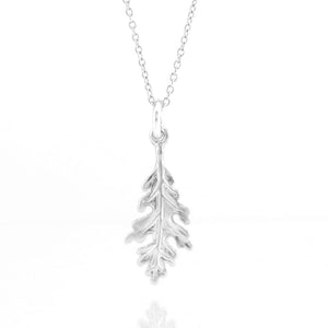 Sterling Silver Tiny Oak Leaf Charm Necklace, 18"