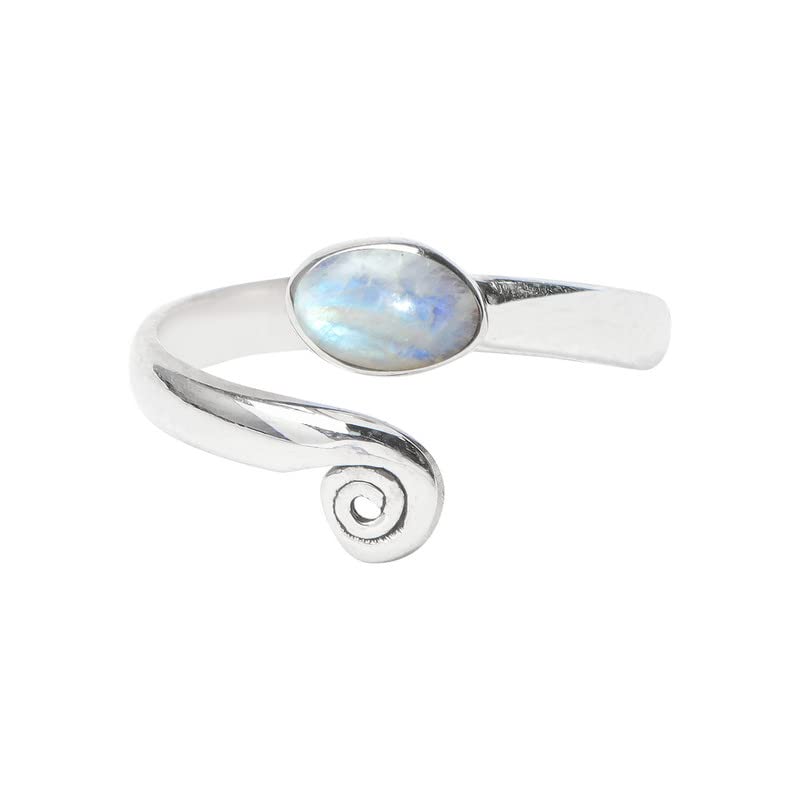 Avicrafts Rainbow Moonstone 925 Sterling Silver Toe ring- Midi Ring Girls Women Body Jewelry Adjustable Toe Ring Handmade