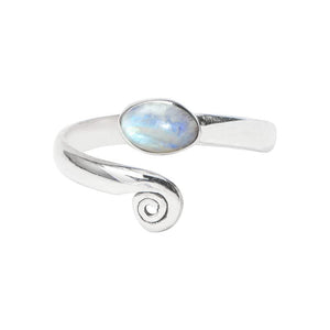 Avicrafts Rainbow Moonstone 925 Sterling Silver Toe ring- Midi Ring Girls Women Body Jewelry Adjustable Toe Ring Handmade
