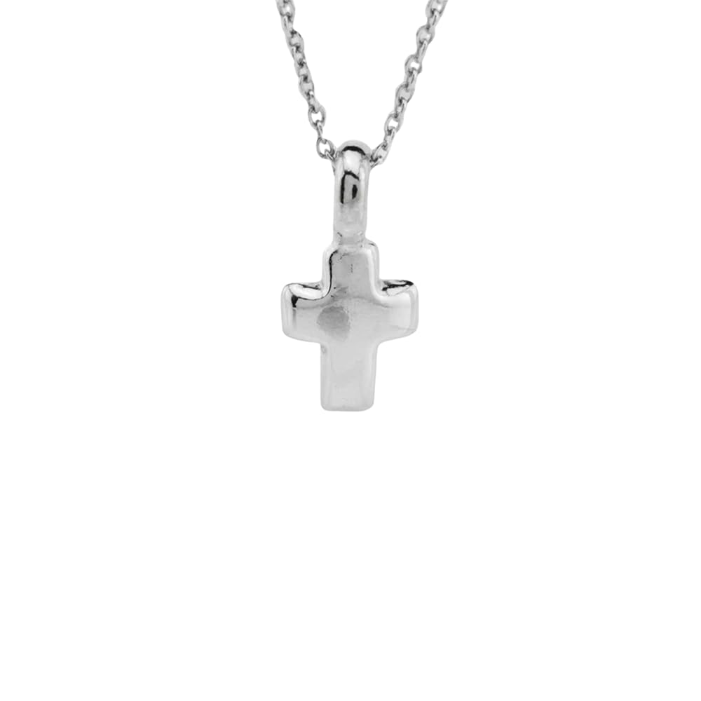 FLYINGTUTU Sterling Silver Tiny Cross Charm Necklace, 18"