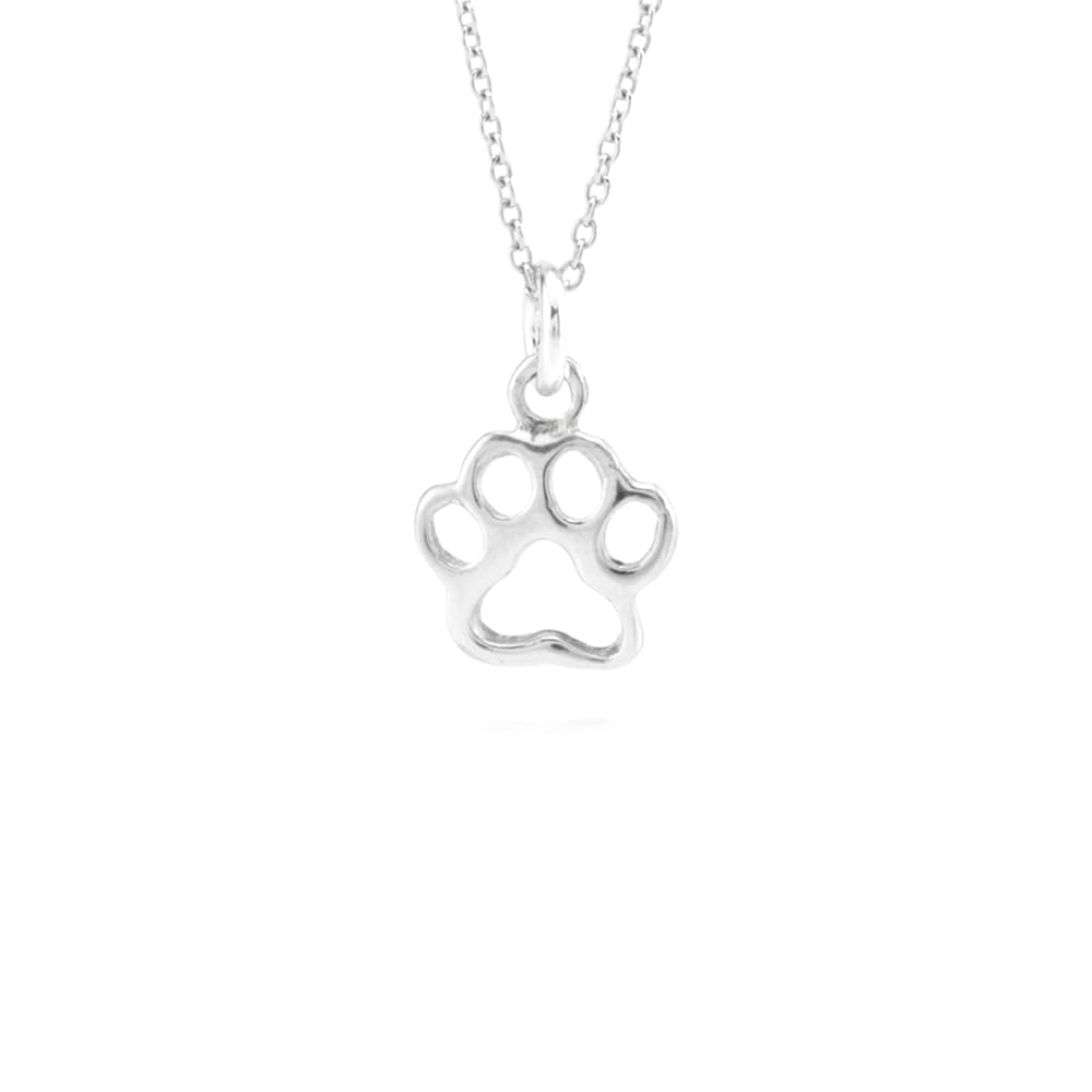 Sterling Silver Tiny Paw Print Charm Necklace,18"