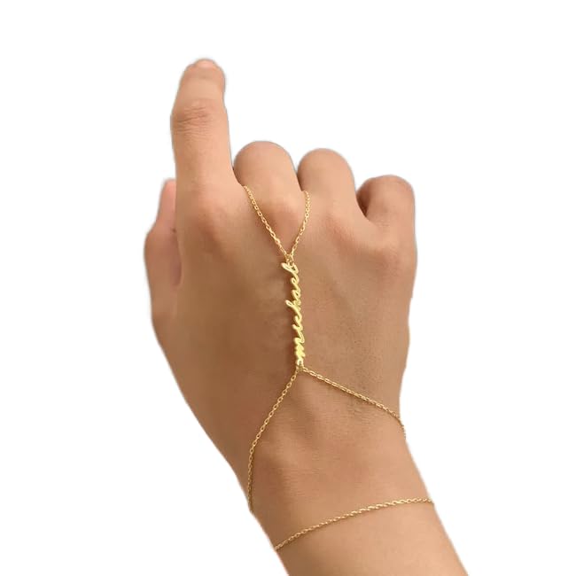 Hand Chain Bracelet Adjustable Name Bracelet Jewelery Hand Chain Slave 925 Sterling Silver 14K Gold Solid Birthday Gift Bridesmaid Bracelet