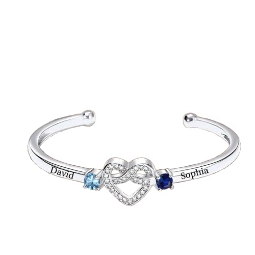 Together Forever - Personalized Couple Birthstone Bracelet infinity heart Personalized Couple Bracelet Customized Couple Bracelets Custom Name Relationship Bracelet Personalized Gift for Women