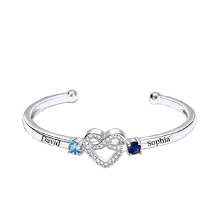 Together Forever - Personalized Couple Birthstone Bracelet infinity heart Personalized Couple Bracelet Customized Couple Bracelets Custom Name Relationship Bracelet Personalized Gift for Women