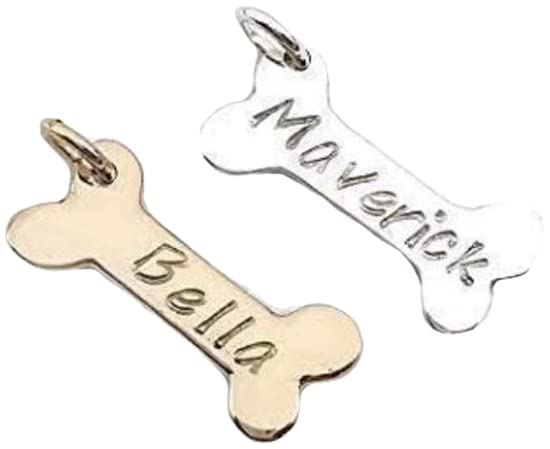 Personalized Dog Bone Charm in Gold or Silver, Name Bracelet or Necklace Add a Charm, Loss of Pet Memorial Gift
