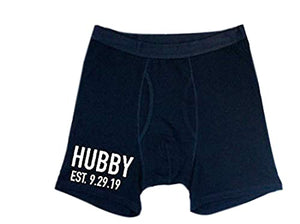 Custom Groom Gift Funny Honeymoon Gift for Husband Hubby Men's Boxers Bachelor Gift