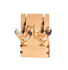 Chicken Print Earrings - Acrylic Chicken Shape Earrings