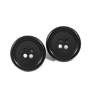 1 Inch Black Button Stainless Steel Stud Earrings