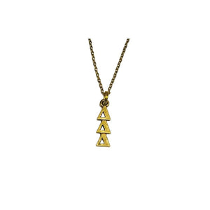 Gold Delta Delta Delta DDD Tri Delta Sorority Lavaliere Necklace, 18 inch chain