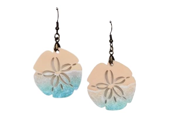 Beach Theme Earrings - Acyrlic Sand Dollar Beach Pattern Earrings