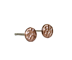 5mm Hammered Copper Dot Stud Earrings, Minimalist Studs, Copper Jewelry