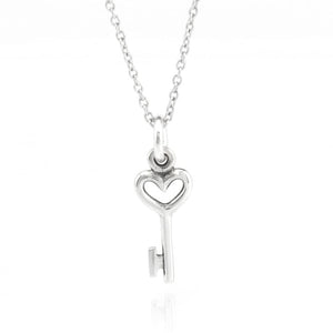FLYINGTUTU Sterling Silver Tiny Heart Key Charm Necklace 18"