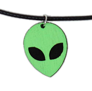 Alien Head Choker Necklace | Handmade UV Reactive Pendant Necklace