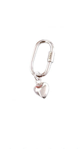 Genuine Solid Sterling Silver Carabiner, Versatile Clasp. Versatile Add-on, Mini Puffy Heart Charm
