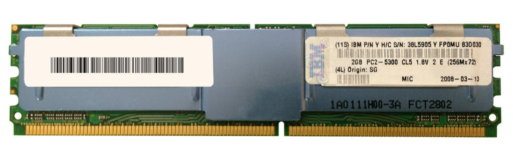38L5905 - IBM 2GB 667MHz DDR2 PC2-5300 ECC Fully Buffered CL5 240-Pin DIMM 1.8V Dual Rank x4 Memory Module