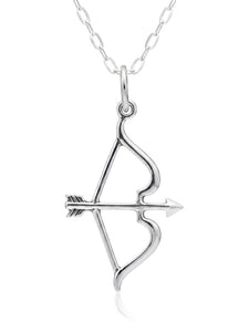 EnCharmed Sterling Silver Bow and Arrow Charm Necklace, Hunter Sagittarius Archer Pendant Jewelry