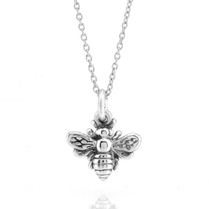 Sterling Silver Tiny Bee Charm Necklace 18"