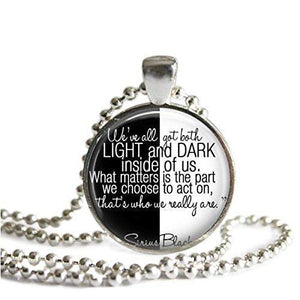Harry Potter Sirius Black Light and Dark Quote 1 Inch Silver Plated Pendant 24 Inch Stainless Steel Ball Chain Necklace Hancrafted Fan Gift