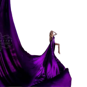 Wedding Satin Flying Dress, Long Flowy Train for Gorgeous Photoshoot, Engagement Summer Photography Dress