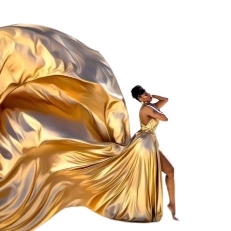 Gold Long Flying Dress Flying Gown for Photoshoot Long Train Item Convertible Long Train Photoshoot Gown Maternity Shoot