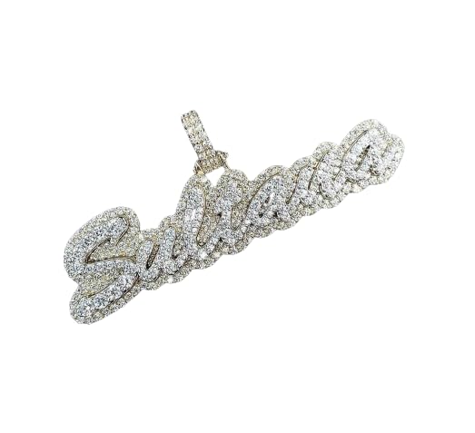 Antiquejwel 2 Ct Round Natural Moissanite Layered Name Sign Pendant – Silver Name Letter Pendant – Hip Hop Men’S Pendant Necklace Charm – Stylish Personalized Pendant For Men