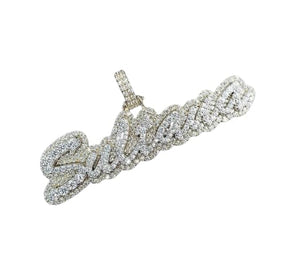 Antiquejwel 2 Ct Round Natural Moissanite Layered Name Sign Pendant – Silver Name Letter Pendant – Hip Hop Men’S Pendant Necklace Charm – Stylish Personalized Pendant For Men