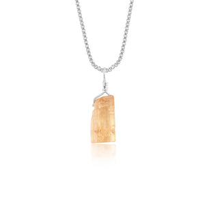YANARA Natural Raw Imperial Topaz Stone Rough Crystal Gemstone Dainty Women Pendant Necklace, Chakra Healing Crystals, Birthstone, Silver Plated Chain 18 inch