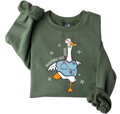 ElixirStreet Registered Silly Goose Sweatshirt, RN Sweatshirt, Nurse Gift, Nurse Funny Goose Hoodie, Funny Gag Gift, Nurse Day Multi Color