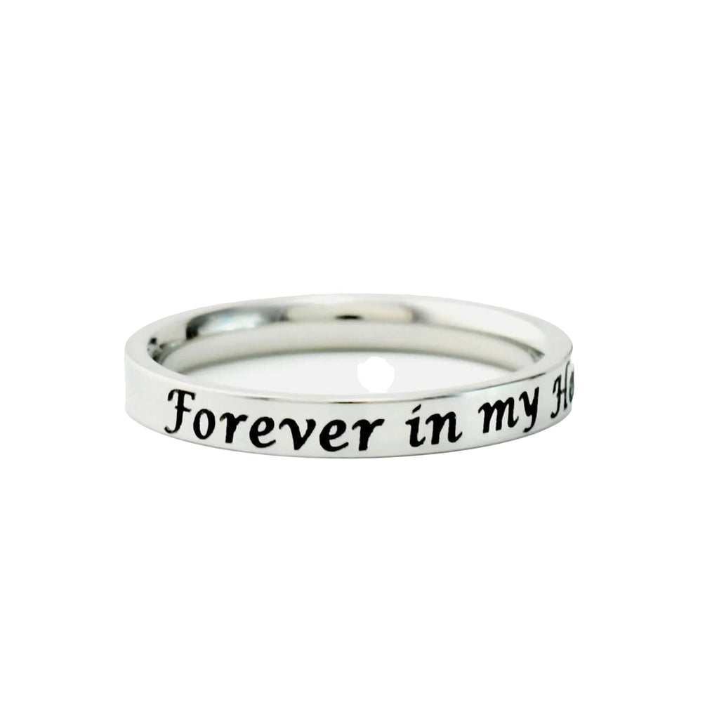 Forever In My Heart - Stainless Steel Band Ring, Custom Name Initial or Date Memorial Ring, Personalized Remembrance Gift for Loss of Loved One, Mom, Dad, Friends, Pets, Dog, Anniversary Christmas