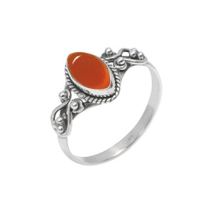 Silvebiz Carnelian Stone Ring, 925 Sterling Silver Statement Ring For Women, Handmade Ring Gemstone Promise Ring for Birthday Christmas Gift For Her Size US 10