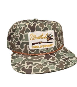 Duck Hunting Patch On A Jungle Retro Vintage Camouflage Rope-Brim SnapBack Hat