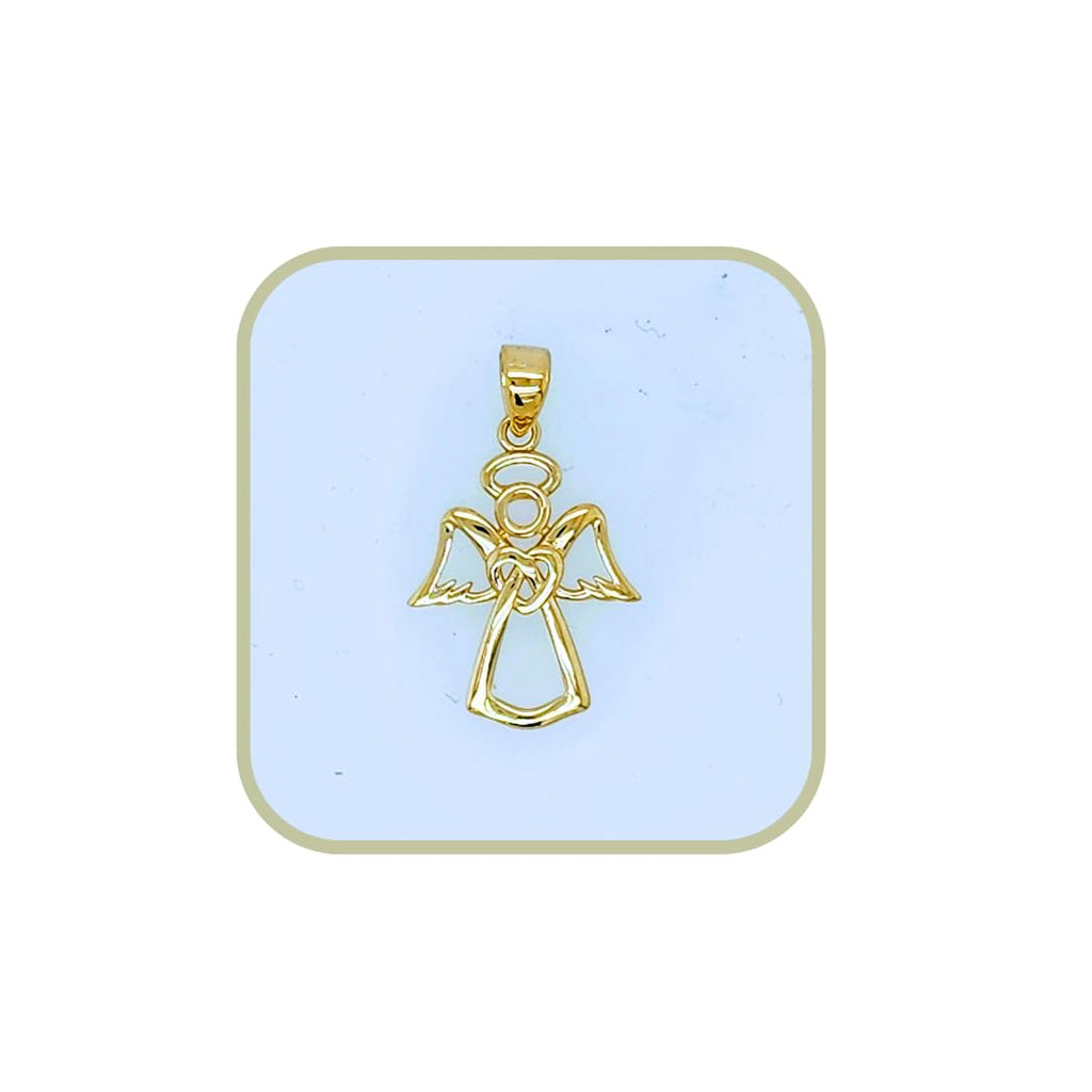 Guardian Angel Pendant 14k Yellow Gold/Faith Necklace/Layering Pendant/Solid Gold/Outline Angle/Gift for Her