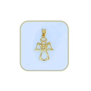 Guardian Angel Pendant 14k Yellow Gold/Faith Necklace/Layering Pendant/Solid Gold/Outline Angle/Gift for Her