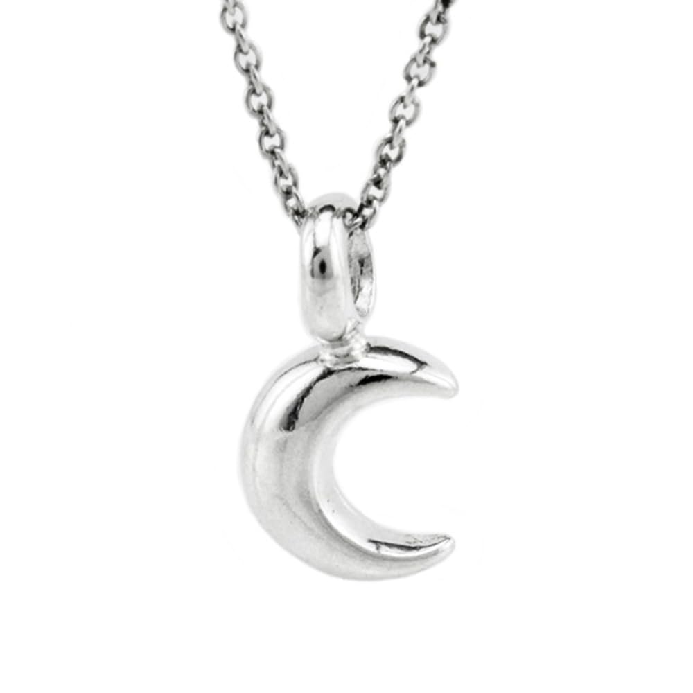 Sterling Silver Tiny Moon Charm Necklace, 18"