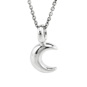 Sterling Silver Tiny Moon Charm Necklace, 18"