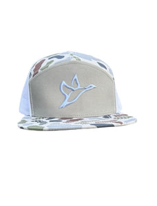 Flying Duck Icon 7-Panel Camo Trucker Hat – Brackish/White Mesh Snapback Hat