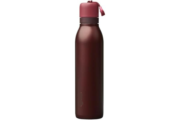 Brown water bottle with a matching cap on a white background