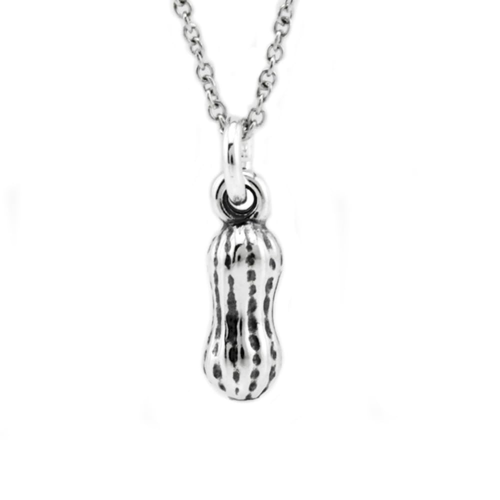 Sterling Silver Peanut Charm Necklace 18"