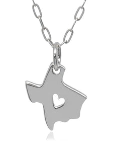 EnCharmed Sterling Silver Heart of Texas Charm Necklace, Lone Star State Pendant Jewelry
